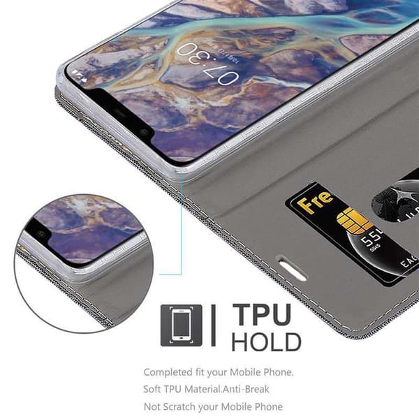 Nokia 7.1 PLUS / X7 Skal Plånboksfodral med magnetisk stängning, ståfunktion och kortficka