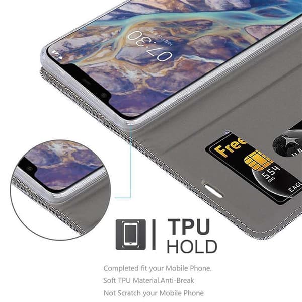 Deksel til Nokia 7.1 PLUS / X7 Lommebokdeksel med magnetisk lukking, stativfunksjon og kortlomme