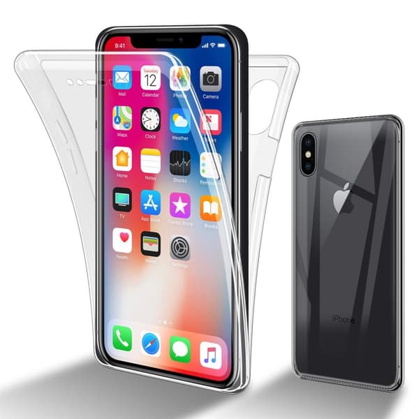 Deksel til iPhone X / XS 360° helkroppsbeskyttelse Silikondeksel foran og bak, allroundbeskyttelse med skjermbeskyttelse