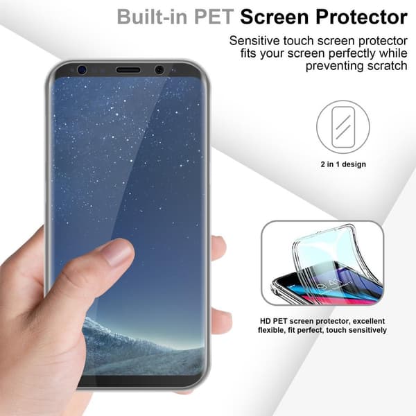 Deksel til Samsung Galaxy S8 360° helkroppsbeskyttelse Silikondeksel foran og bak, allroundbeskyttelse med skjermbeskyttelse