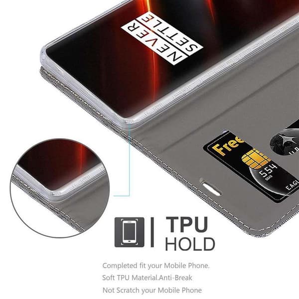 Deksel til OnePlus 7T PRO Lommebokdeksel med magnetisk lukking, stativfunksjon og kortlomme