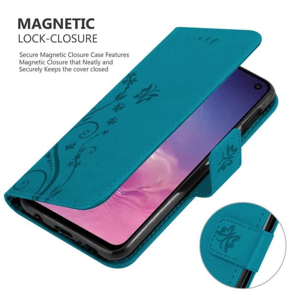 Deksel til Samsung Galaxy S10e Lommebokdeksel i blomster design med magnetisk lukking, stativfunksjon og kortplasser