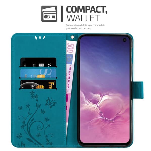 Deksel til Samsung Galaxy S10e Lommebokdeksel i blomster design med magnetisk lukking, stativfunksjon og kortplasser