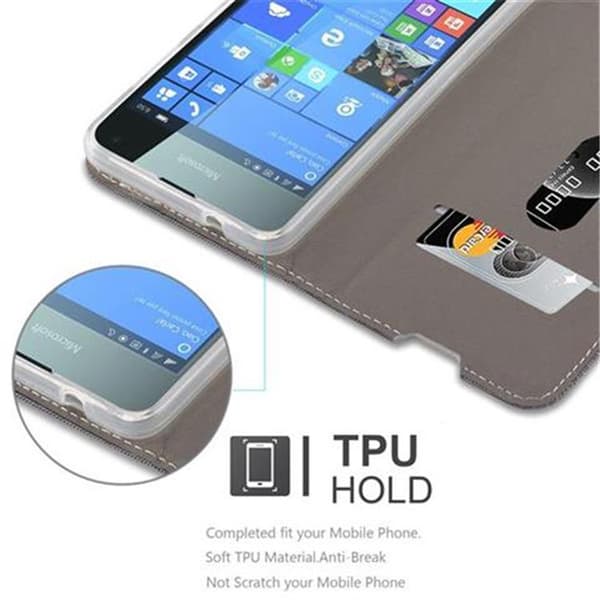 Deksel til Nokia Lumia 650 Lommebokdeksel med magnetisk lukking, stativfunksjon og kortlomme