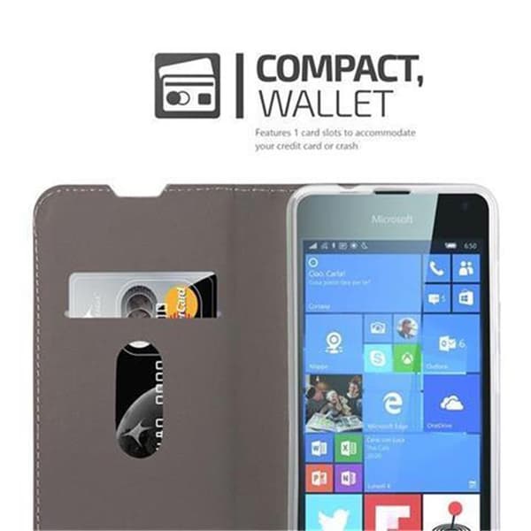 Deksel til Nokia Lumia 650 Lommebokdeksel med magnetisk lukking, stativfunksjon og kortlomme