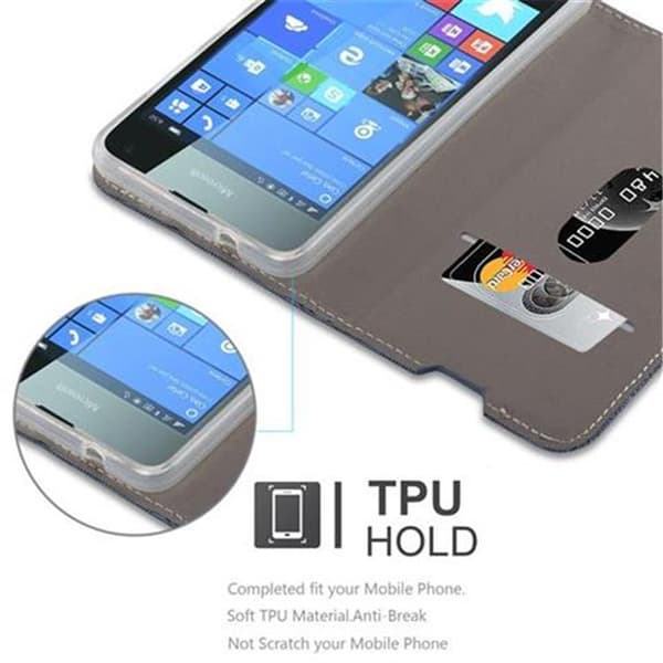 Deksel til Nokia Lumia 650 Lommebokdeksel med magnetisk lukking, stativfunksjon og kortlomme