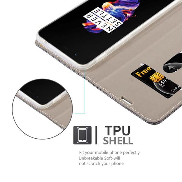 OnePlus 5 Suojakotelo Suojakuori Lompakkokotelo Matkapuhelinkotelo jossa magneettisuljenta, jalusta-toiminto ja korttitasku