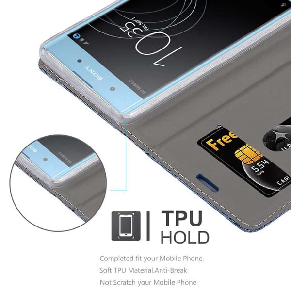 Deksel til Sony Xperia XA1 PLUS Lommebokdeksel med magnetisk lukking, stativfunksjon og kortlomme