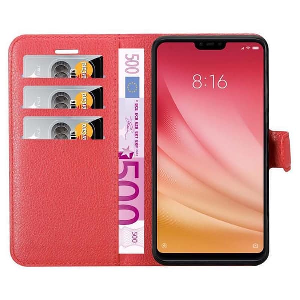Xiaomi Mi 8 LITE Suojakotelo Lompakkokotelo Matkapuhelinkotelo Suojakuori jossa magneettisuljenta, jalusta-toiminto ja korttitasku