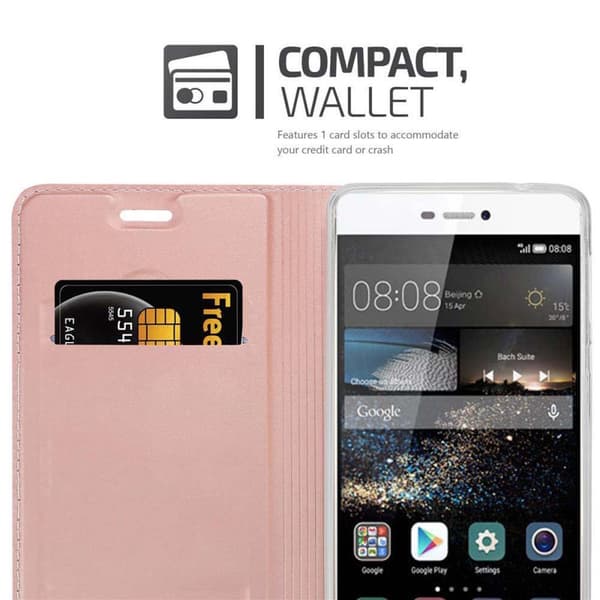 Huawei P8 Skal Fodral med magnetisk stängning, ståfunktion och kortficka Mobilskydd
