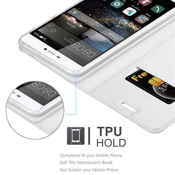 Huawei P8 Suojakotelo Suojakuori Lompakkokotelo Matkapuhelinkotelo jossa magneettisuljenta, jalusta-toiminto ja korttitasku