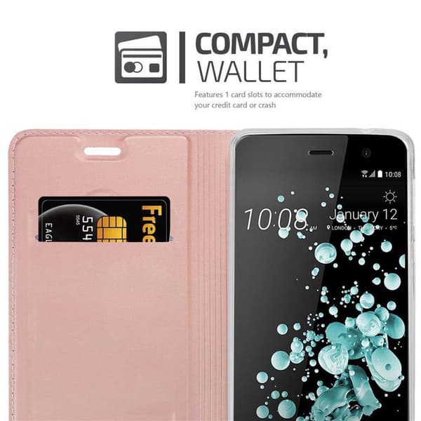 HTC U PLAY Suojakotelo Suojakuori Lompakkokotelo Matkapuhelinkotelo jossa magneettisuljenta, jalusta-toiminto ja korttitasku