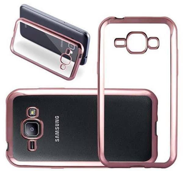 Samsung Galaxy J1 2015 Skal Fodral Mobilskydd av flexibelt TPU-silikon Skyddsfodral KROM ROSE GULD
