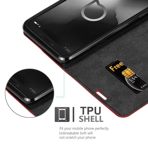Alcatel 1S 2019 Fodral Skal Plånboksfodral Case med magnetisk stängning, ståfunktion och kortficka