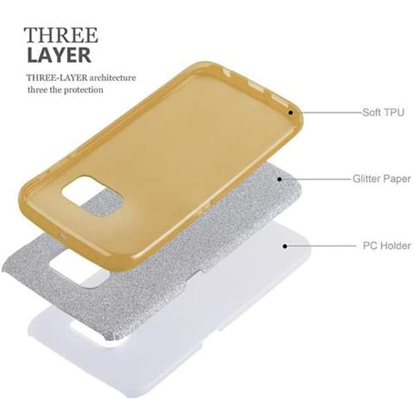 Samsung Galaxy S6 EDGE Suojakuori Suojakotelo TPU silikoni ja kova tapaus glitter muotoilu