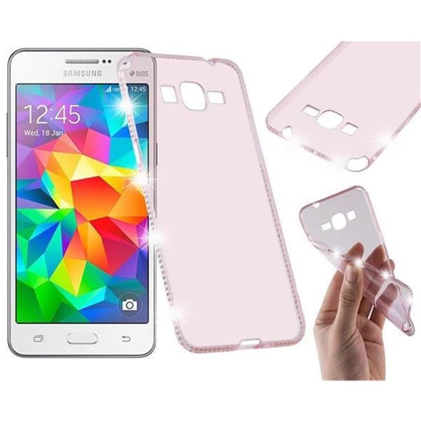 Silikondeksel til Samsung Galaxy GRAND PRIME Beskyttelsesdeksel av fleksibelt TPU-silikon i strass design
