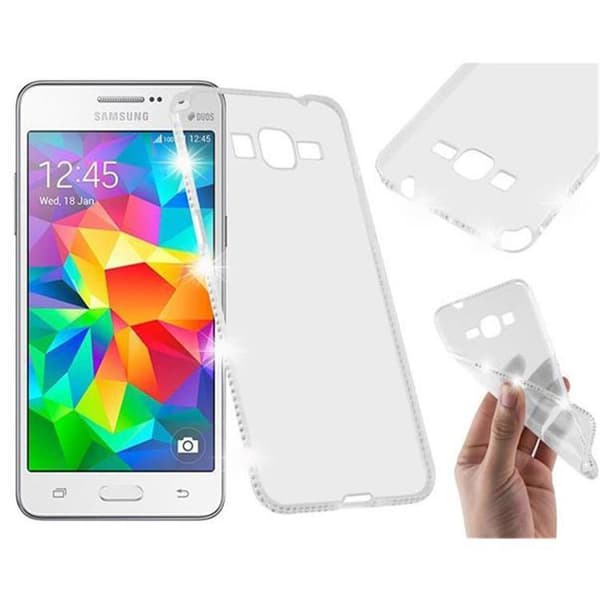 Silikondeksel til Samsung Galaxy GRAND PRIME Beskyttelsesdeksel av fleksibelt TPU-silikon i strass design