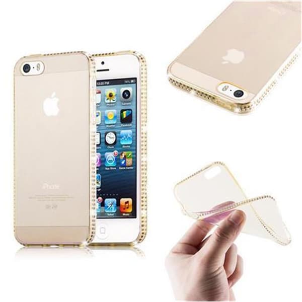 Silikondeksel til iPhone 5 / 5S / SE 2016 Beskyttelsesdeksel av fleksibelt TPU-silikon i strass design TRANSPARENT GULL
