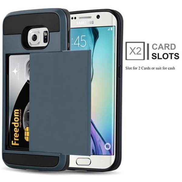 Samsung Galaxy S6 EDGE Suojakuori Suojakotelo hybridi Hard Case Suojaava kansi piilotettu kortti taskussa