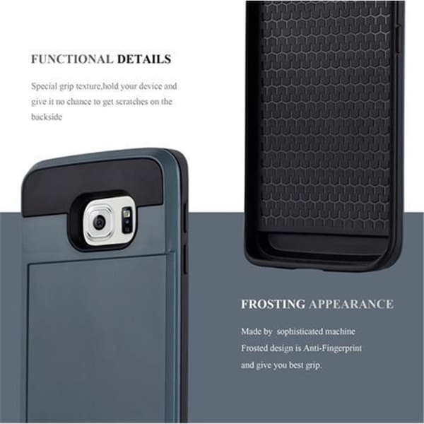 Samsung Galaxy S6 EDGE Suojakuori Suojakotelo hybridi Hard Case Suojaava kansi piilotettu kortti taskussa