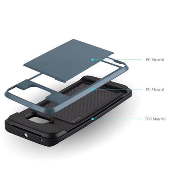 Samsung Galaxy S6 EDGE Suojakuori Suojakotelo hybridi Hard Case Suojaava kansi piilotettu kortti taskussa