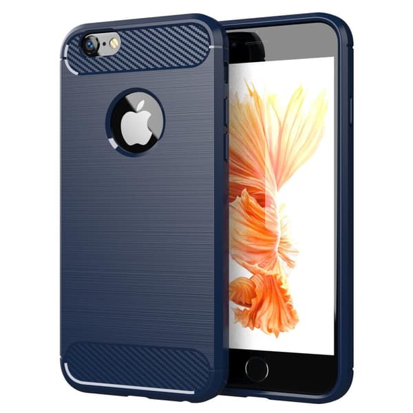 Deksel til iPhone 6 / 6S Beskyttelsesdeksel av fleksibelt TPU-silikon i rustfritt stål-karbonfiberutseende