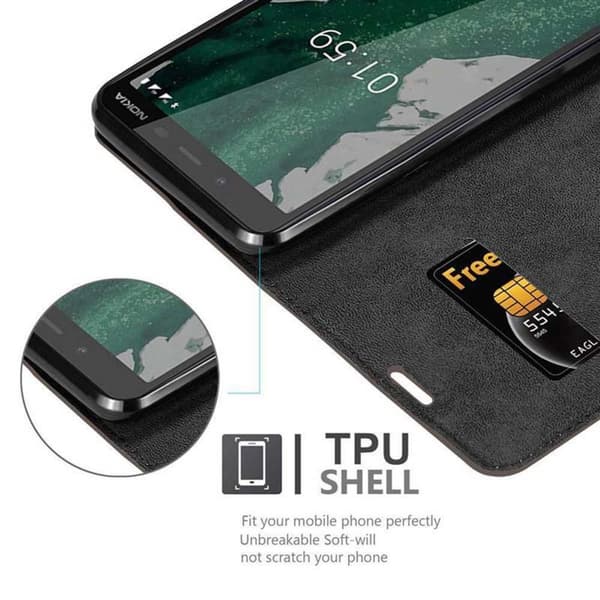 Nokia 1 PLUS Suojakotelo Suojakuori Lompakkokotelo Matkapuhelinkotelo jossa magneettisuljenta, jalusta-toiminto ja korttitasku