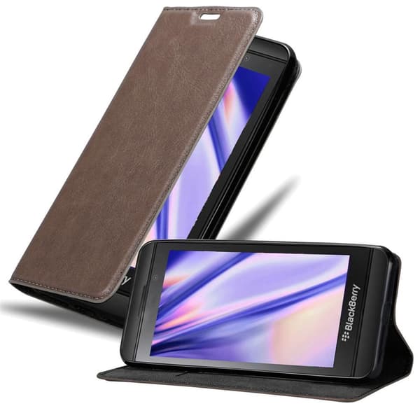 Blackberry Z10 Suojakotelo Suojakuori Lompakkokotelo Matkapuhelinkotelo jossa magneettisuljenta, jalusta-toiminto ja korttitasku KAHVIN RUSKEA