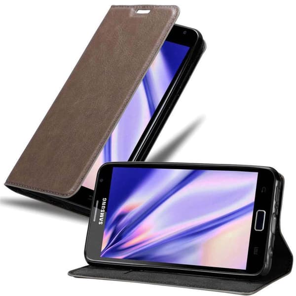 Samsung Galaxy NOTE 1 Suojakotelo Suojakuori Lompakkokotelo Matkapuhelinkotelo jossa magneettisuljenta, jalusta-toiminto ja korttitasku KAHVIN RUSKEA