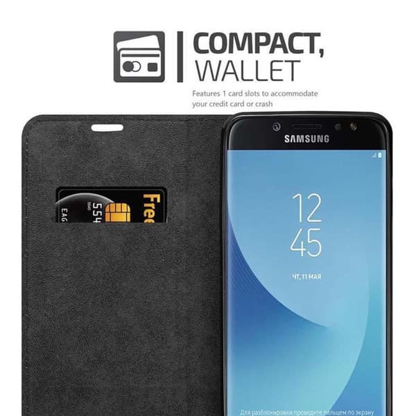 Lommebokdeksel til Samsung Galaxy J7 2018 Deksel med magnetisk lukking, stativfunksjon og kortlomme