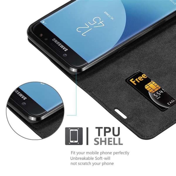 Lommebokdeksel til Samsung Galaxy J7 2018 Deksel med magnetisk lukking, stativfunksjon og kortlomme