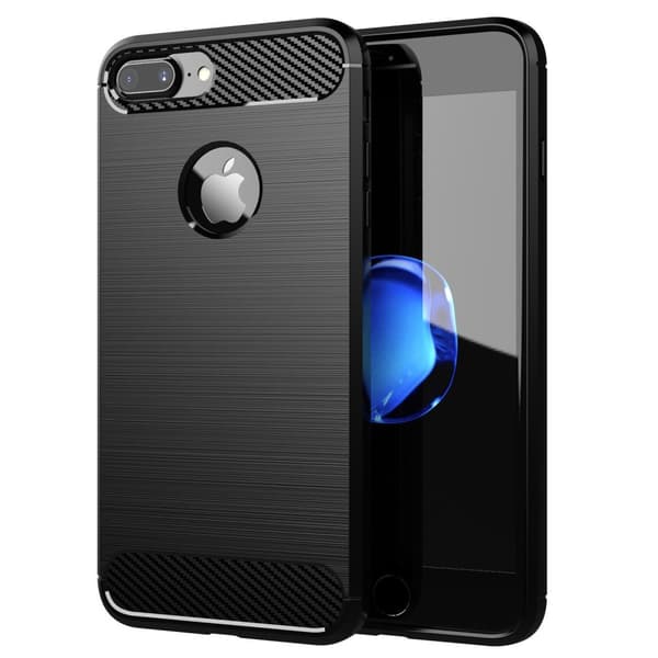 Deksel til iPhone 7 PLUS / 7S PLUS Beskyttelsesdeksel av fleksibelt TPU-silikon i rustfritt stål-karbonfiberutseende
