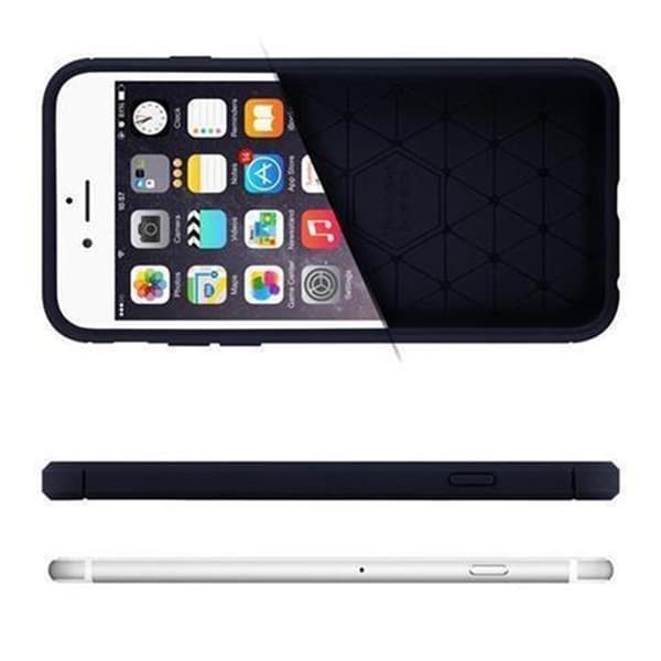 Apple iPhone 6 PLUS / 6S PLUS Suojakuori Suojakotelo joustavasta TPU-silikonista ruostumattoman teräksen ja hiilikuidun näköisenä