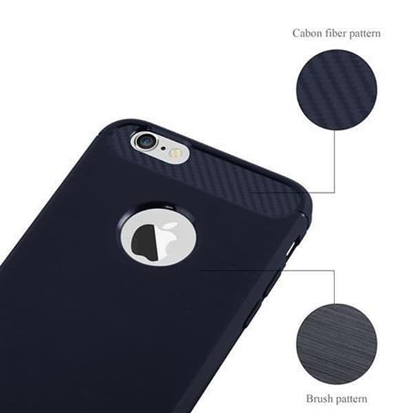 Apple iPhone 6 PLUS / 6S PLUS Suojakuori Suojakotelo joustavasta TPU-silikonista ruostumattoman teräksen ja hiilikuidun näköisenä