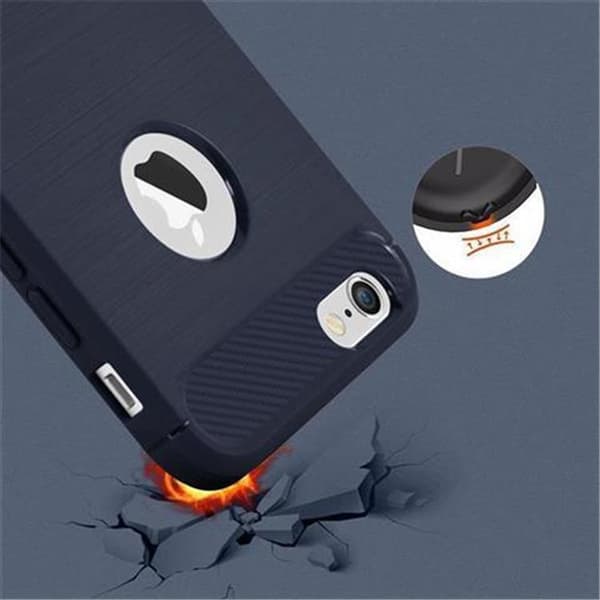 iPhone 6 PLUS / 6S PLUS Skal Fodral av flexibelt TPU-silikon i rostfritt stål-kolfiber-look Skyddsfodral