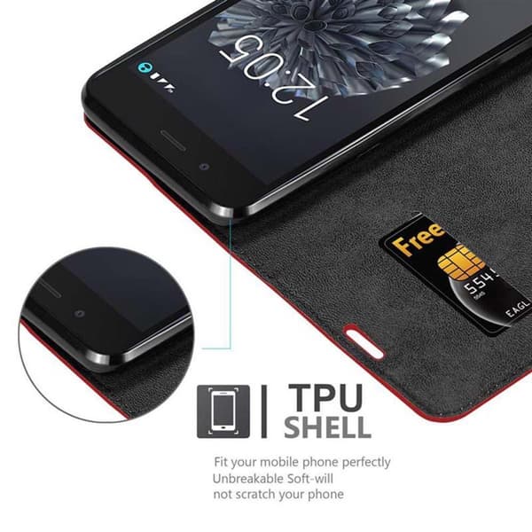 BQ Aquaris X5 PLUS Suojakotelo Suojakuori Lompakkokotelo Matkapuhelinkotelo jossa magneettisuljenta, jalusta-toiminto ja korttitasku