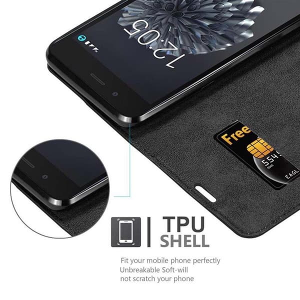 BQ Aquaris X5 PLUS Suojakotelo Suojakuori Lompakkokotelo Matkapuhelinkotelo jossa magneettisuljenta, jalusta-toiminto ja korttitasku