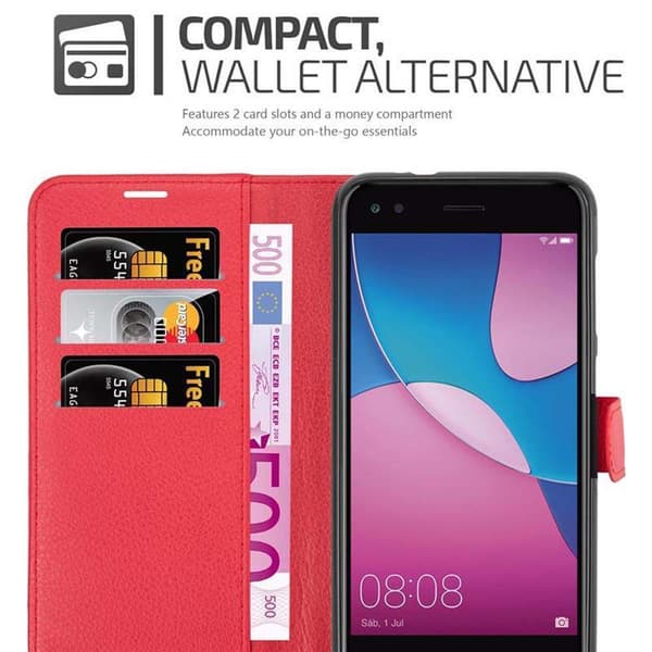 Deksel til Huawei Enjoy 7 Lommebokdeksel med magnetisk lukking, stativfunksjon og kortlomme