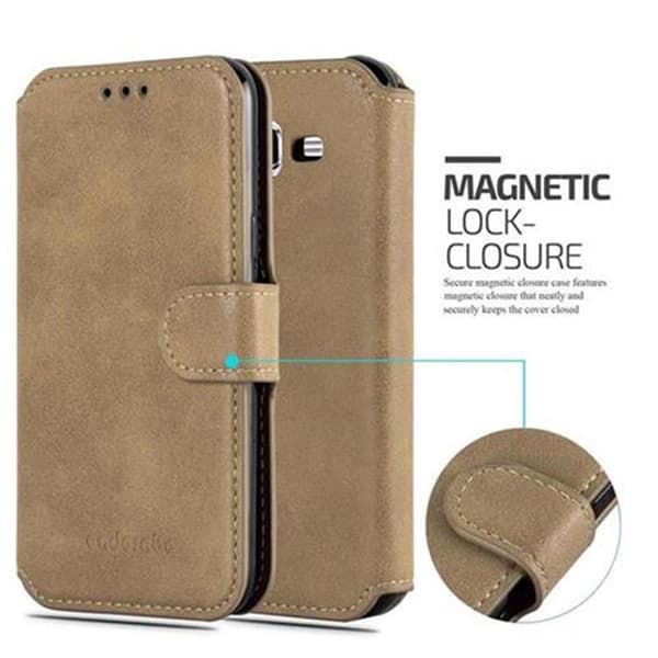 Samsung Galaxy J5 2015 Skal Plånboksfodral Fodral Case med ståfunktion och kortficka i retrodesign
