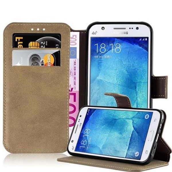 Lommebokdeksel til Samsung Galaxy J5 2015 Beskyttelsesetui med stativfunksjon og kortspor i retrodesign