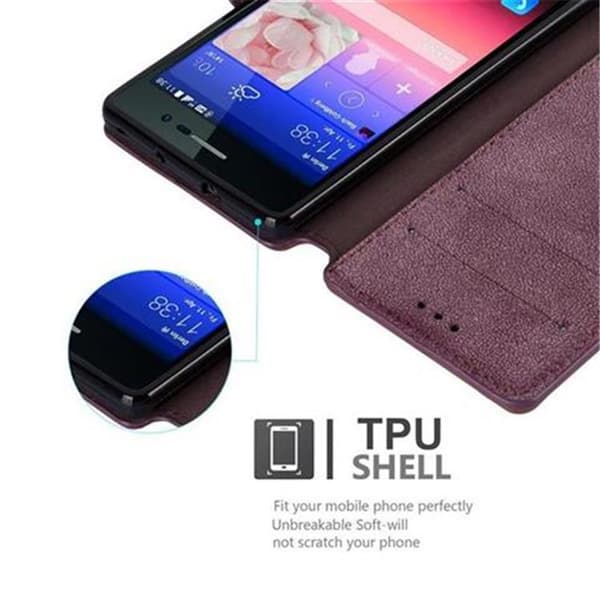 Huawei ASCEND P7 Skal Plånboksfodral Fodral Case med ståfunktion och kortficka i retrodesign