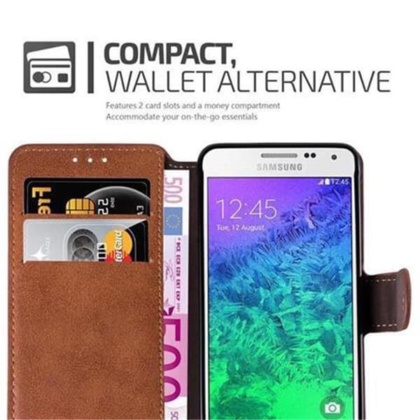 Lommebokdeksel til Samsung Galaxy ALPHA Beskyttelsesetui med stativfunksjon og kortspor i retrodesign