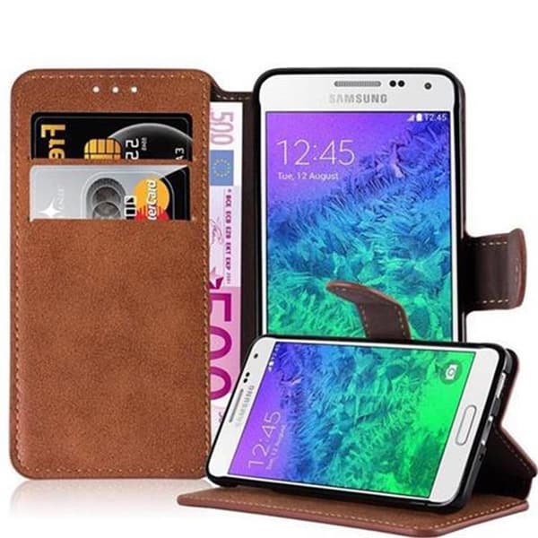 Lommebokdeksel til Samsung Galaxy ALPHA Beskyttelsesetui med stativfunksjon og kortspor i retrodesign