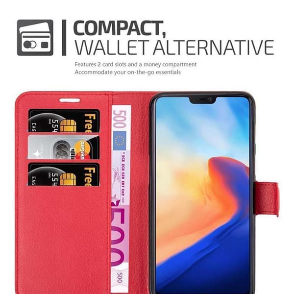 OnePlus 6 Suojakotelo Lompakkokotelo Matkapuhelinkotelo Suojakuori jossa magneettisuljenta, jalusta-toiminto ja korttitasku
