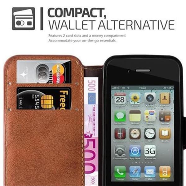 Lommebokdeksel til iPhone 4 / 4S Beskyttelsesetui med stativfunksjon og kortspor i retrodesign