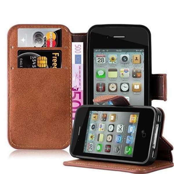 Lommebokdeksel til iPhone 4 / 4S Beskyttelsesetui med stativfunksjon og kortspor i retrodesign