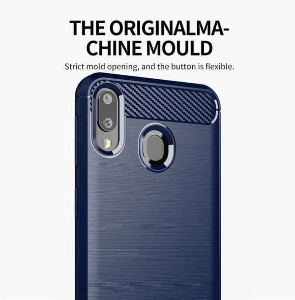 Samsung Galaxy A10s / M01s Skal Fodral av flexibelt TPU-silikon i rostfritt stål-kolfiber-look Skyddsfodral