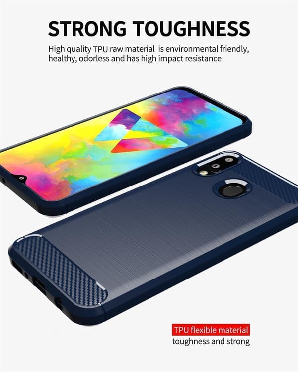 Samsung Galaxy A10s / M01s Skal Fodral av flexibelt TPU-silikon i rostfritt stål-kolfiber-look Skyddsfodral
