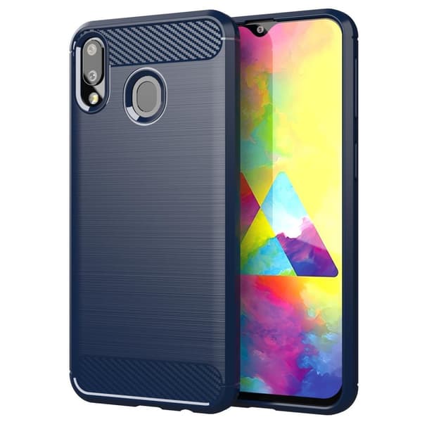 Samsung Galaxy A10s / M01s Skal Fodral av flexibelt TPU-silikon i rostfritt stål-kolfiber-look Skyddsfodral