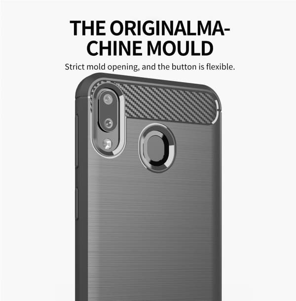 Samsung Galaxy A10s / M01s Skal Fodral av flexibelt TPU-silikon i rostfritt stål-kolfiber-look Skyddsfodral
